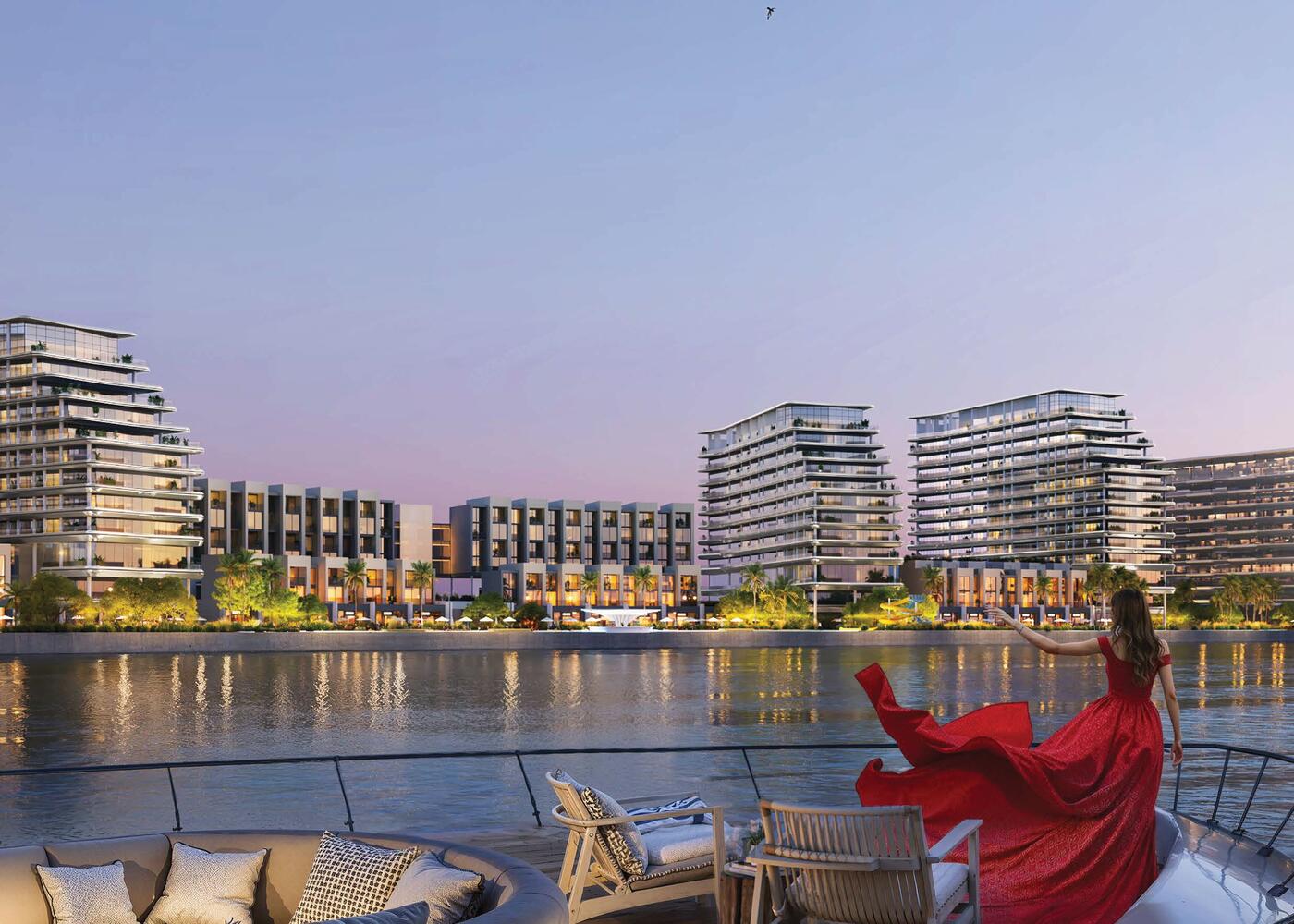 Canal beach and terrace pools at Sobha City Abu Dhabi